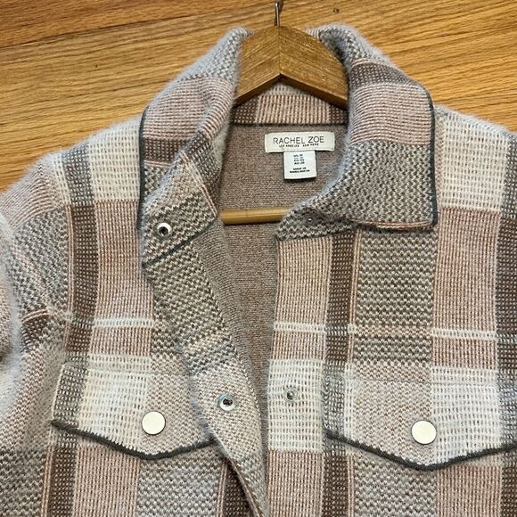 Rachel Zoe Tan and Cream Plaid Utility Jacket 1X NEW with Tag - Picture 12 of 12